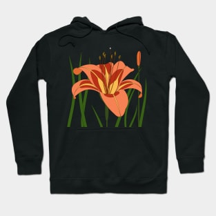 Orange lily with green leaves Hoodie